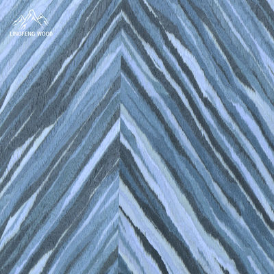 Engineered Veneer Ink Painting Blue Color 0.4mm For Ayous Furniture